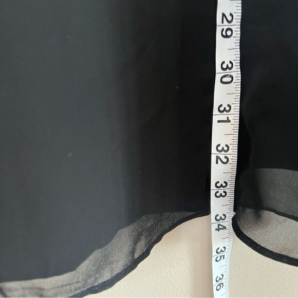 BCBGeneration V Neck Plunge Flutter Sleeve Waterfall Ruffle Mini Black Dress - Picture 11 of 12